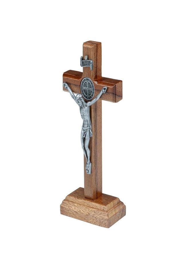 Intercession Wall and Table Wood Cross Crucifix (5 inch - Antique Silver) - Image 5